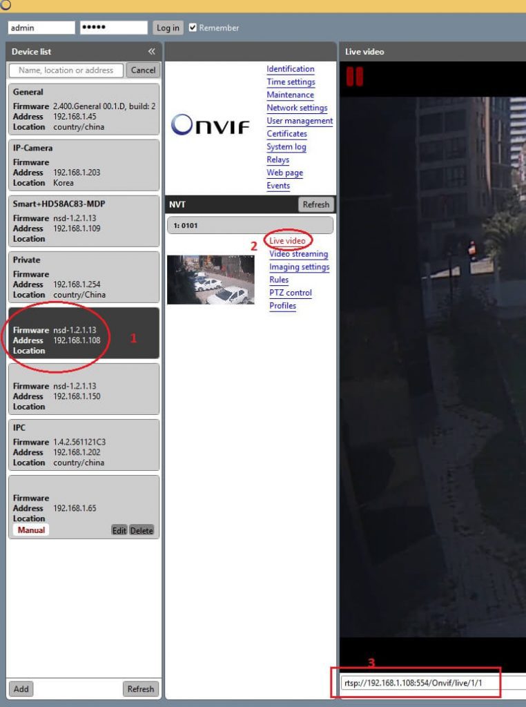 Onvif Device Manager kamera arama
