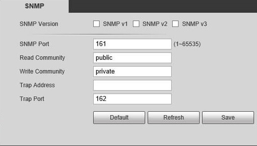 Kamera SNMP ayarlarını kapatmak